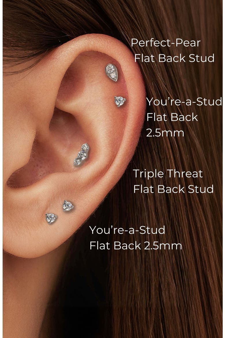 The Triple-Threat Flat Back Stud, Alternate, color, White Gold