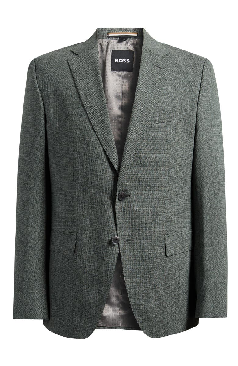 BOSS Hutson Slim Fit Green Mélange Virgin Wool Sport Coat, Main, color, Open Green