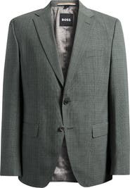 BOSS Hutson Slim Fit Green Mélange Virgin Wool Sport Coat