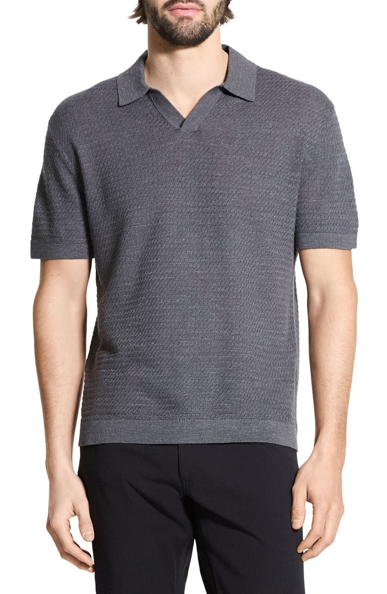 Theory Brenan Linen Blend Polo, Main, color, Carbon
