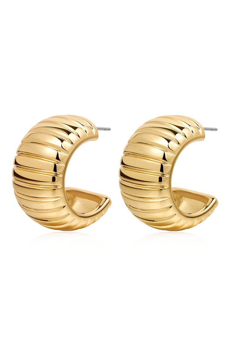 Remy Ridged Hoop Earrings, Main, color, GOLD