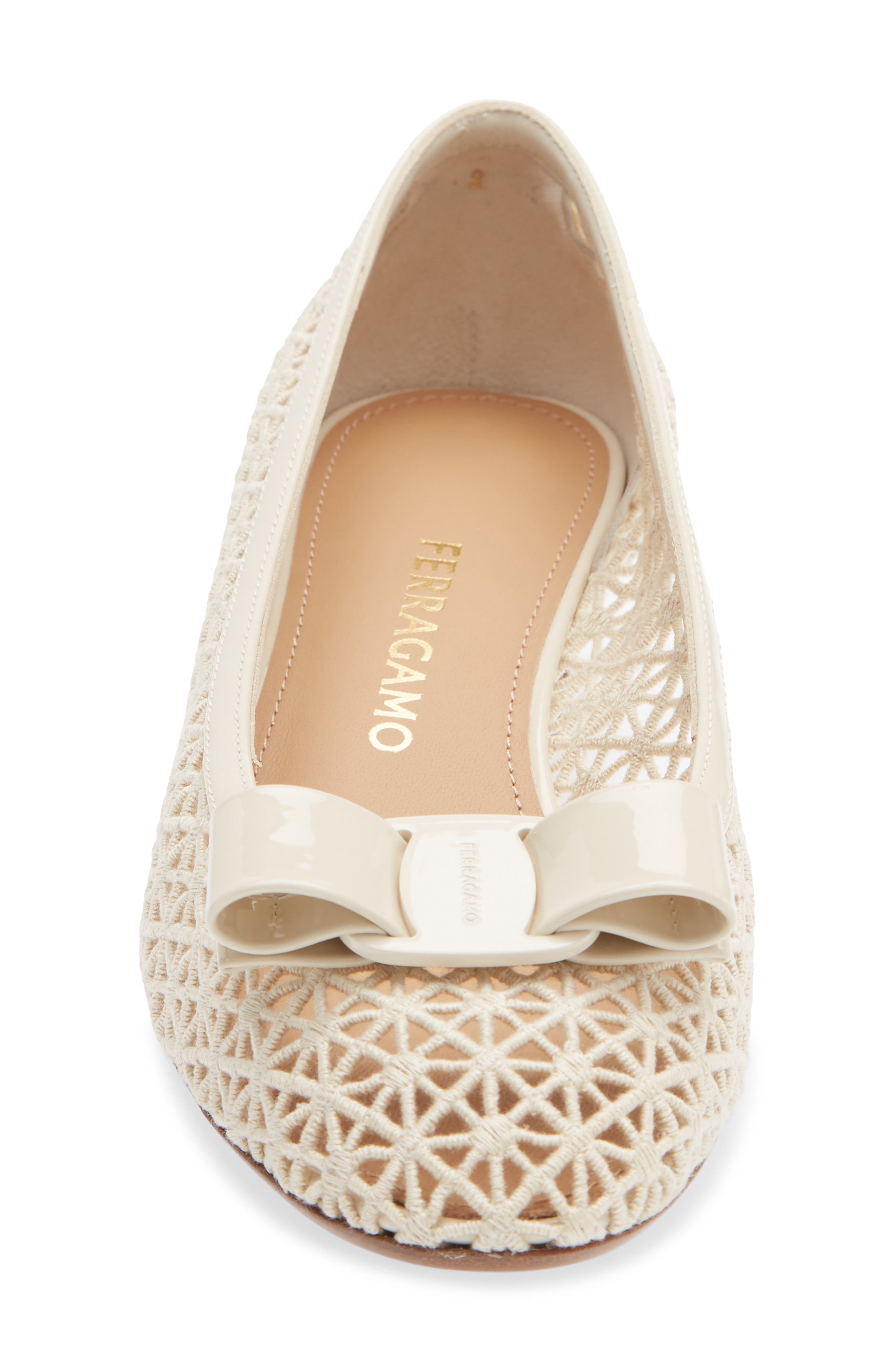 FERRAGAMO Macramé Vara Bow Pump, Alternate, color, Mascarpone Biscotto Mascarpone