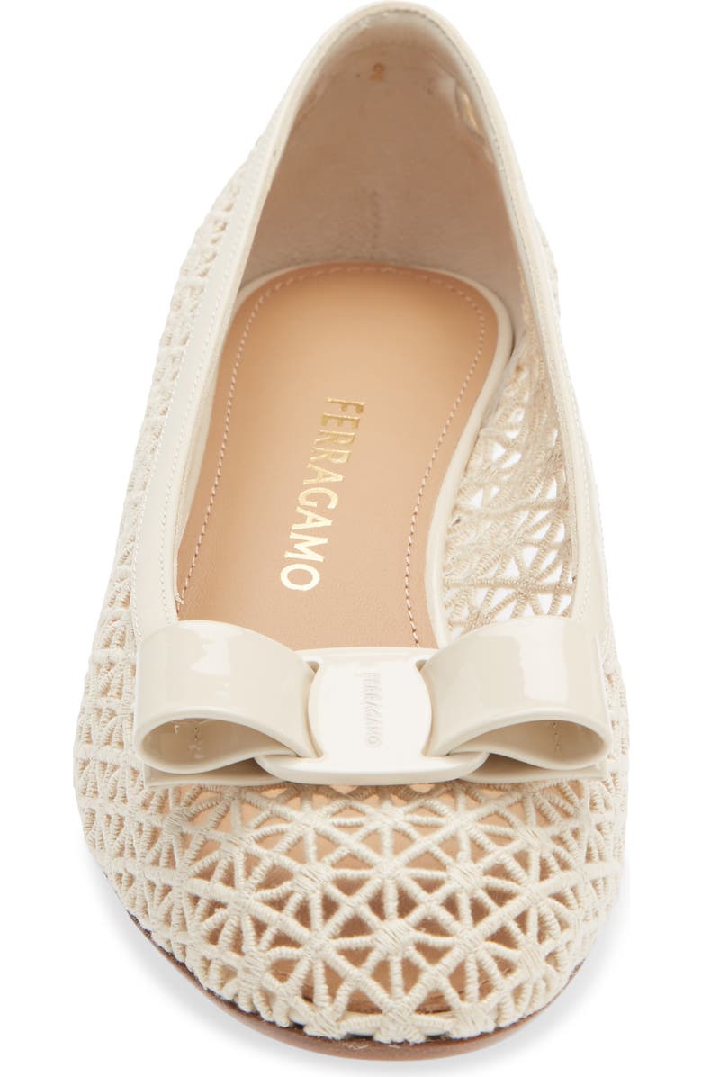 FERRAGAMO Macramé Vara Bow Pump, Alternate, color, Mascarpone Biscotto Mascarpone