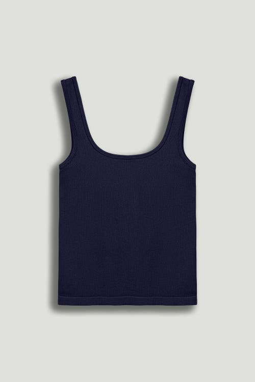 Nocturne Printed Sleeveless Crop Top In Blue