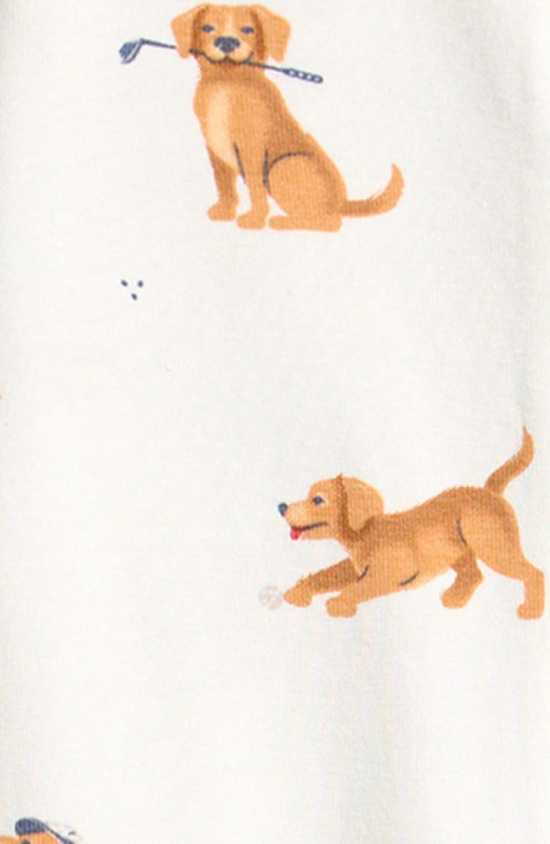 Petit Lem Golf Pups Organic Cotton Blend Footie, Alternate, color, Off White