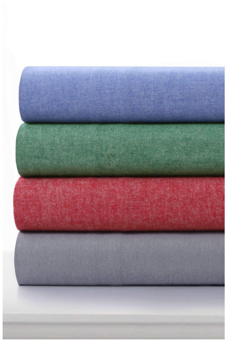 Yarn Dyed Flannel Sheet Set, Alternate, color, HEATHER CHILI RED