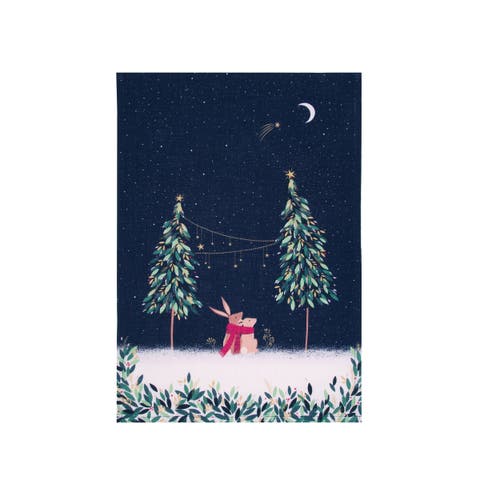 Rabbit Sleigh Kitchen Dishtowel