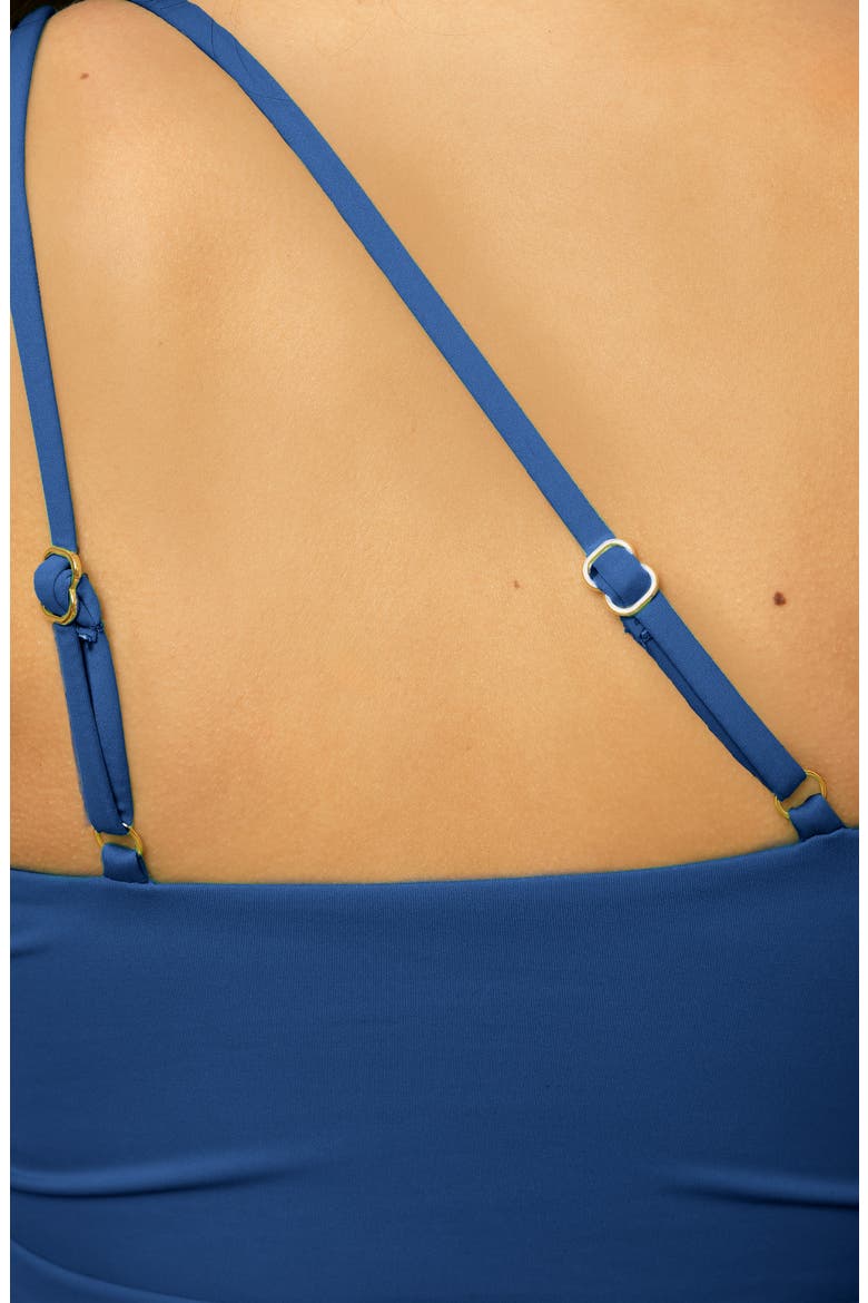 Sun Goddess One-Shoulder Cutout Tankini Top, Alternate, color, NAVY
