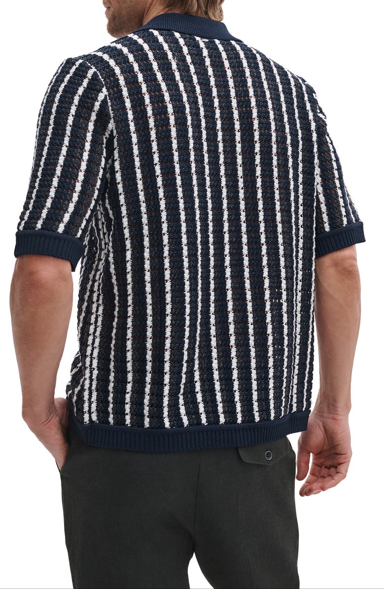 rag & bone Dalton Texture Knit Short Sleeve Button-Up Shirt, Alternate, color, Navy Multi