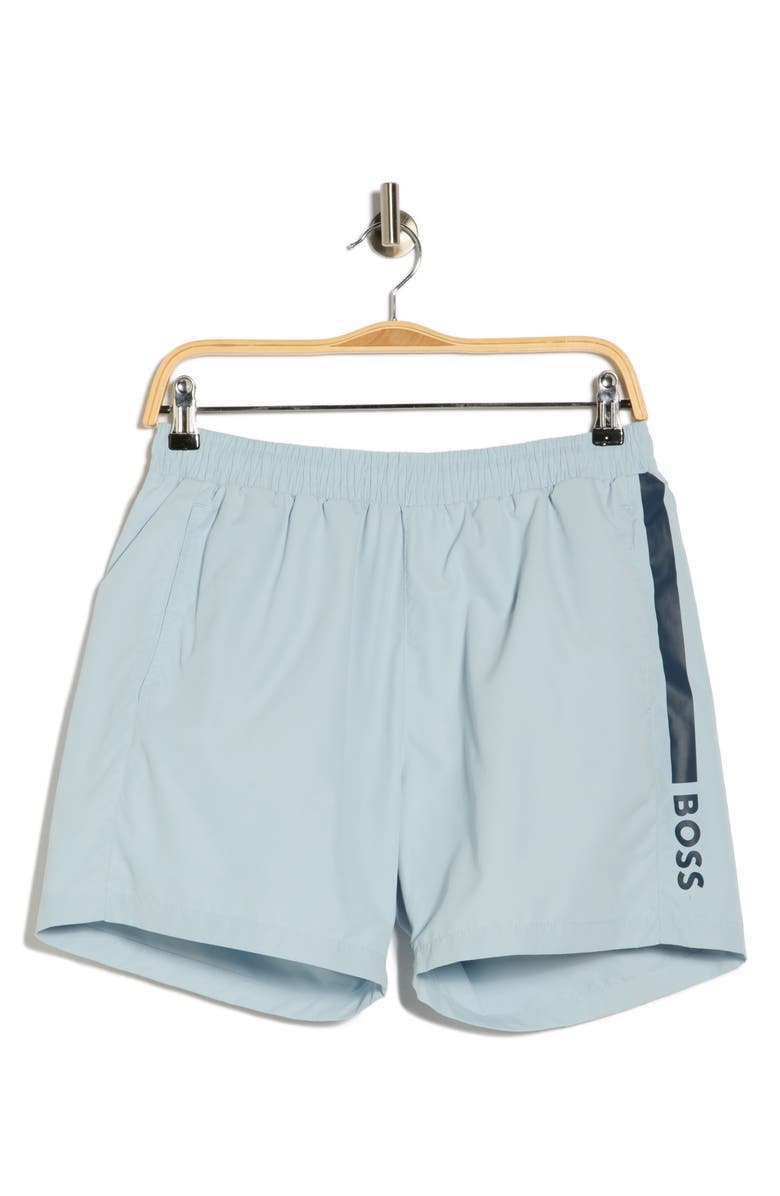 BOSS Dolphin Swim Trunks, Alternate, color, Light/ Pastel Blue