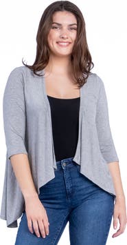 24seven Comfort Apparel Elbow Length Sleeve Open Front Cardigan