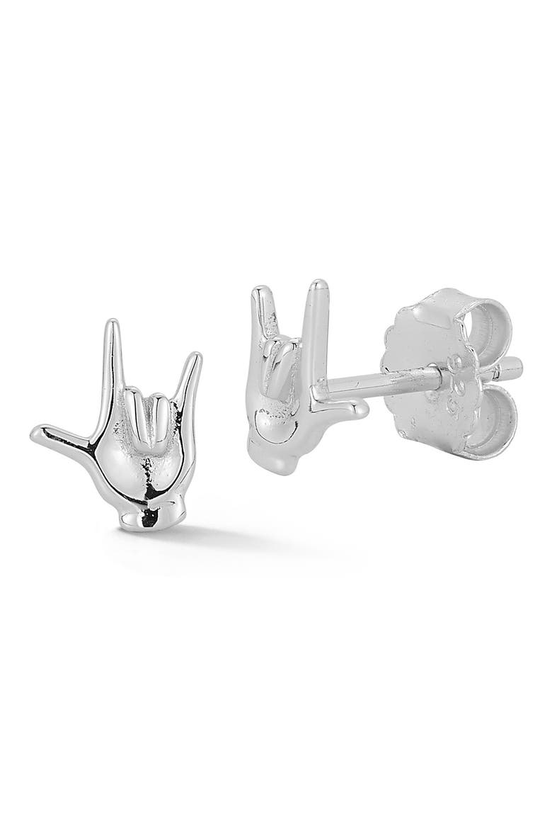 Rock 'n' Roll Stud Earrings, Main, color, SILVER