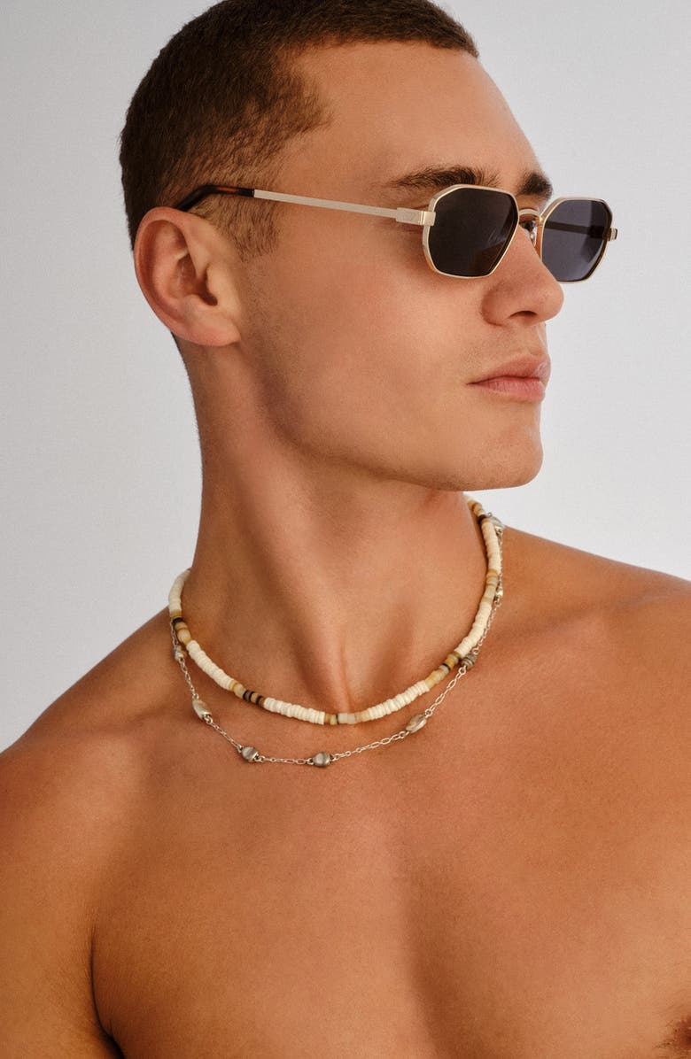 Le Specs Mythic 57mm Square Sunglasses, Alternate, color, Gold / Smoke Mono Polarized