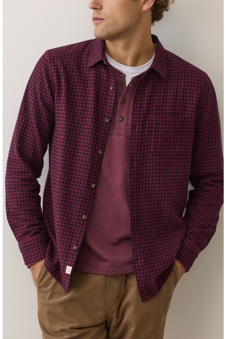 Tahoe Plaid Flannel Button-Up Shirt, Main, color, NAVY/RED GINGHAM