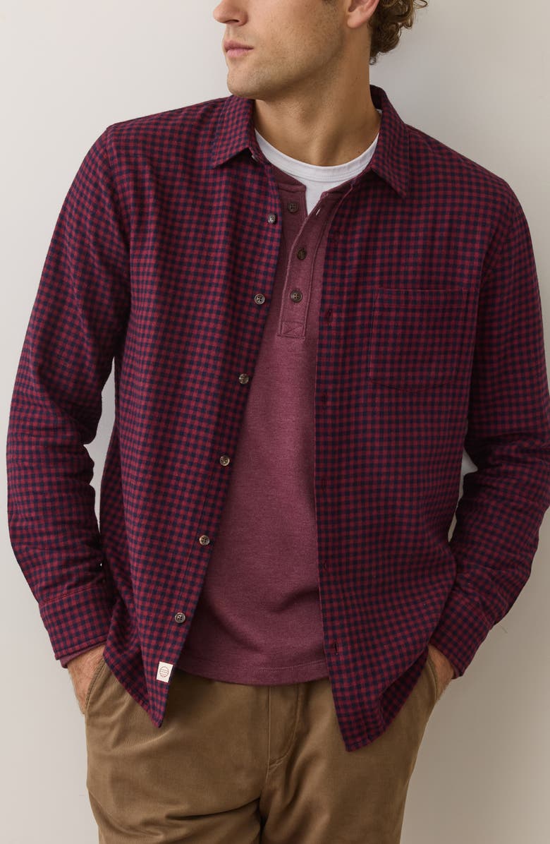 Marine Layer Tahoe Plaid Flannel Button-Up Shirt, Main, color, Navy/Red Gingham