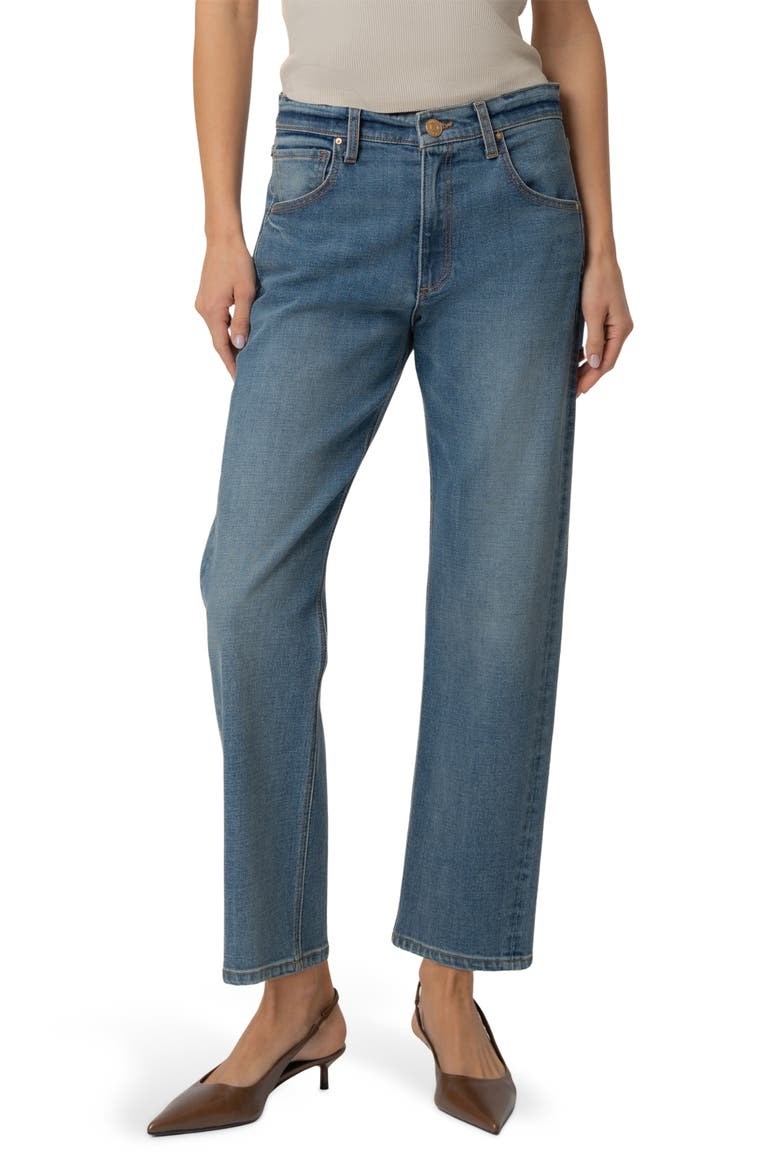 Kit High Waist Ankle Baggy Straight Leg Jeans, Main, color, DISCUSS