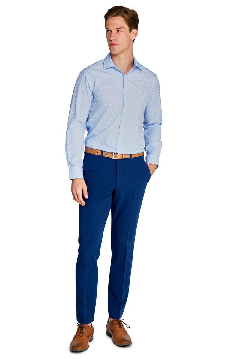 W.R.K Slim Fit Checker Print Performance Dress Shirt, Alternate, color, White/ Blue