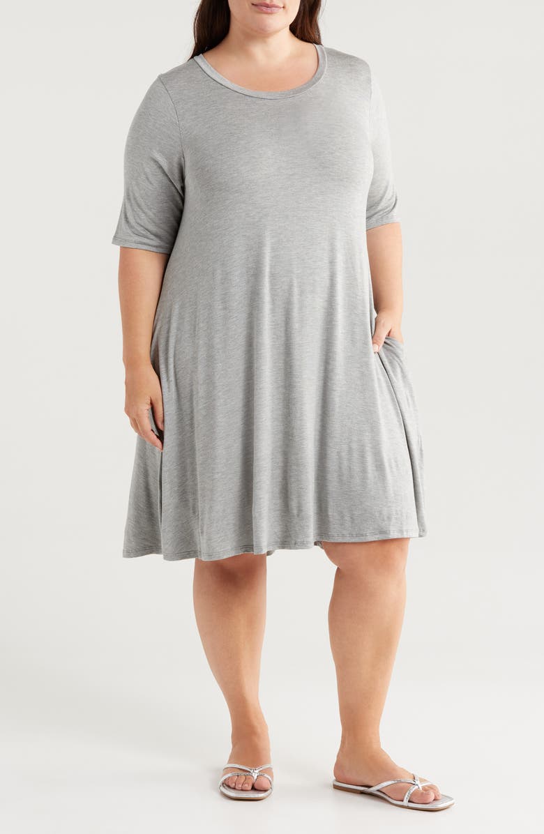 24seven Comfort Apparel Pocket Dress, Main, color, Heather