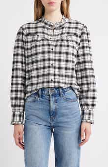 Rails Alanna Ruffle Plaid Snap-Up Shirt