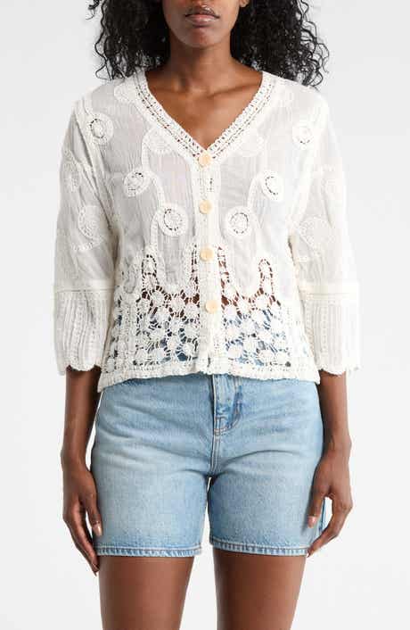 Forgotten Grace Mixed Media Button-Up Shirt