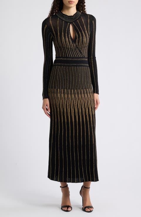 Alicia Lurex Metallic Midi Sweater Dress