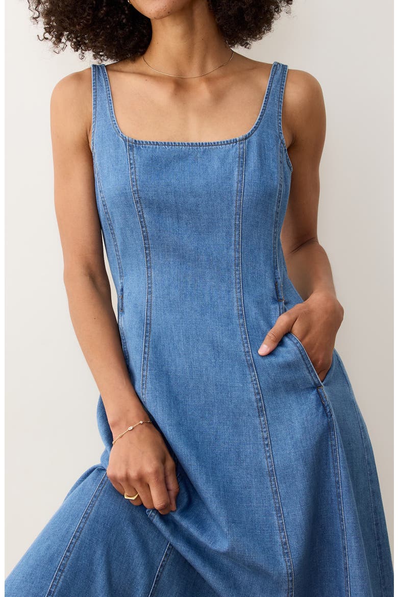 Denim Midi Dress, Alternate, color, MEDIUM WASH