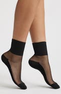 HIGH HEEL JUNGLE Metallic Sheer Panel Stretch Cotton Blend Quarter Socks