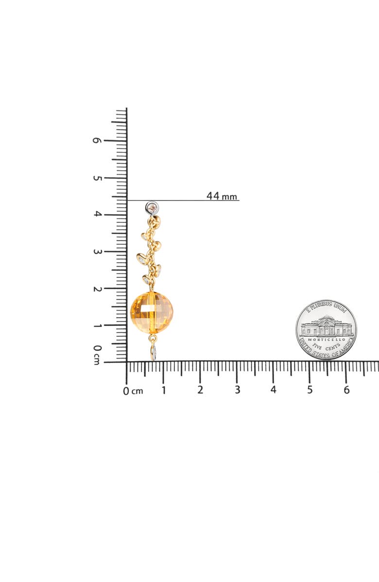 Haus of Brilliance 18K Gold 2/3 Cttw Diamond & Ball Shaped Citrine Gemstone Dangle Stud Earring, Alternate, color, Yellow