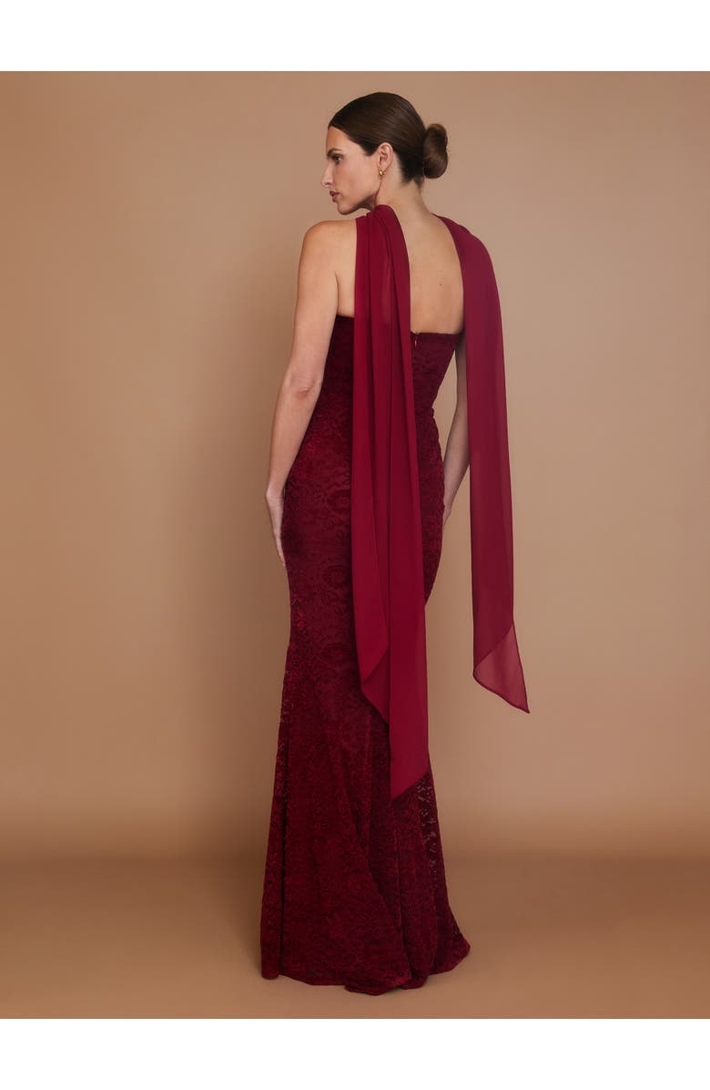 Six Stories Velvet Lace Corset Bandeau Maxi Dress, Alternate, color, Wine