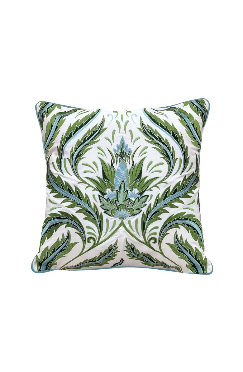RightSide Designs Green Morris Thistle Pattern Indoor/Outdoor Throw Pillow, Main, color, Blue