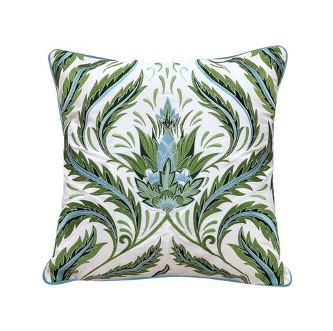 Green Morris Thistle Pattern Indoor/Outdoor Throw Pillow