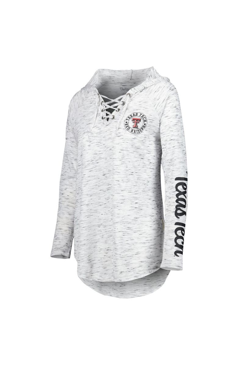 PRESSBOX Women's Pressbox Gray Texas Tech Red Raiders Space Dye Lace-Up V-Neck Raglan Long Sleeve T-Shirt, Alternate, color, 