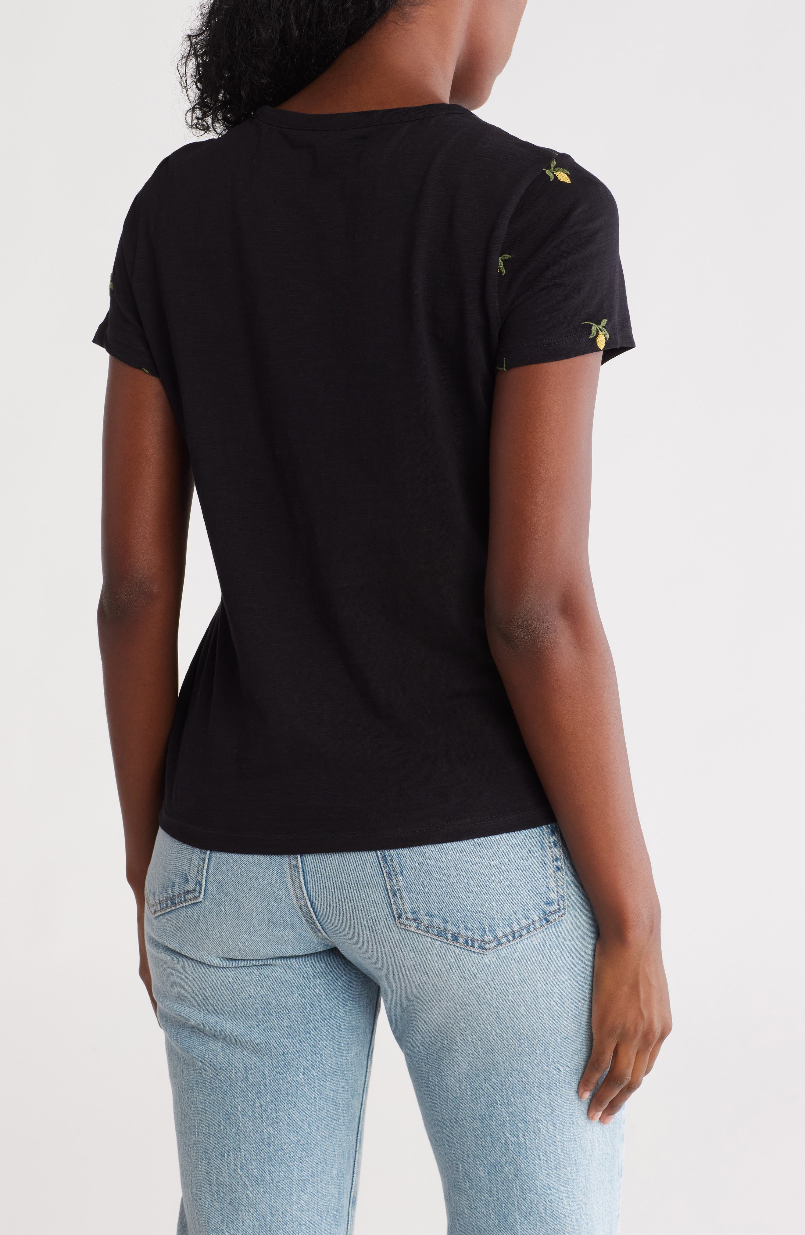 lucky brand black embroidered top