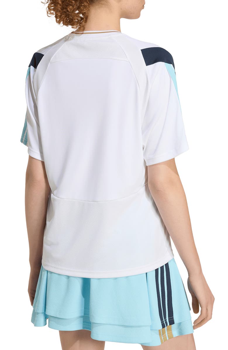 adidas Originals Heritage Logo Graphic Jersey T-Shirt, Alternate, color, White/ Hazy Beige/ Night Navy