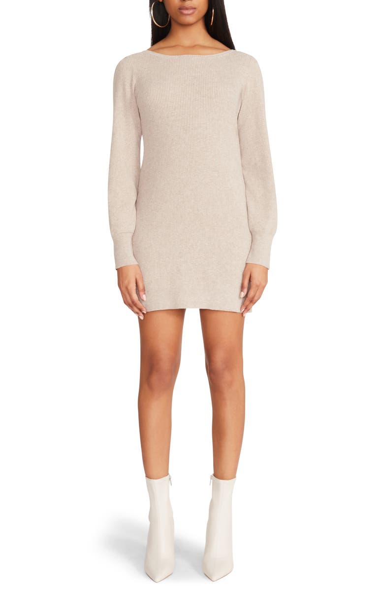 Steve Madden You Got This Ribbed Long Sleeve Mini Sweater Dress, Alternate, color, 
