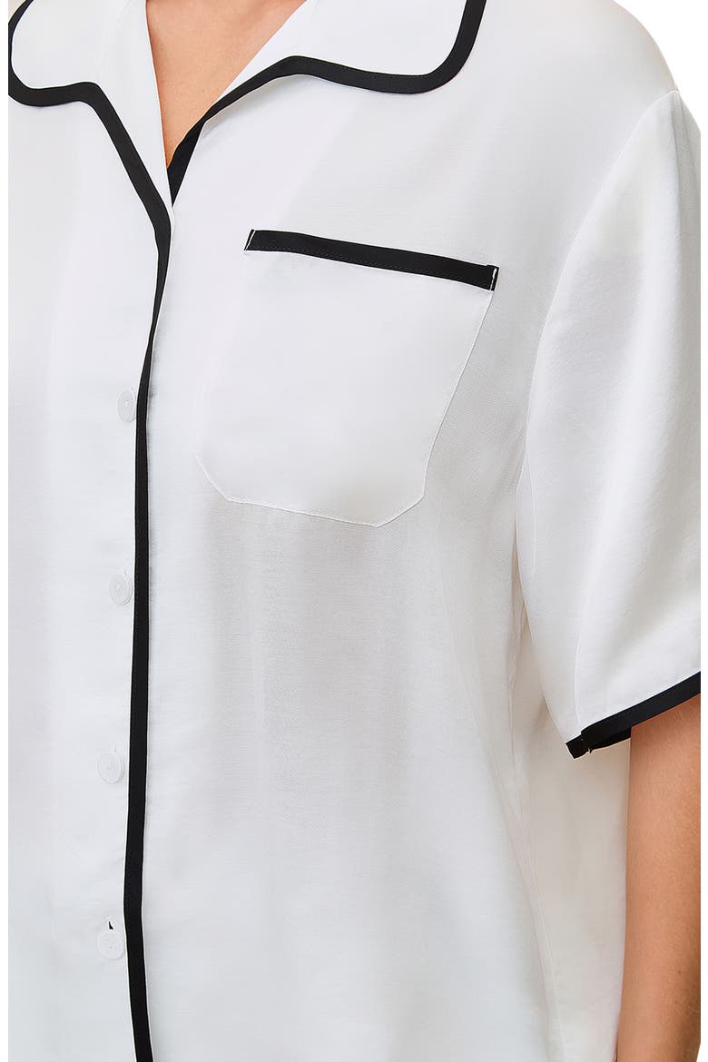 Annabelle Piped Satin Pajamas, Alternate, color, IVORY