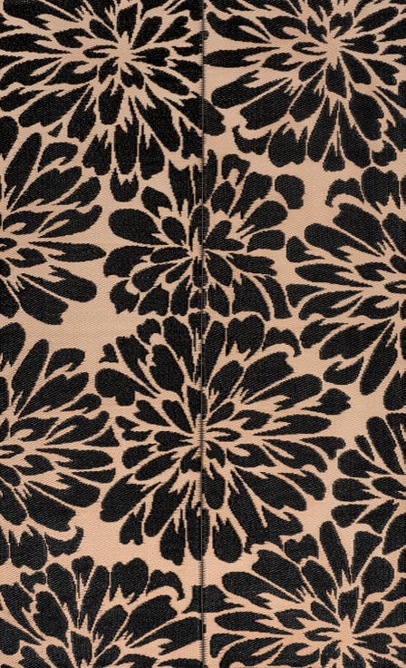 Bloom Modern Floral Foldable Waterproof Reversible Plastic Straw Outdoor Rug
