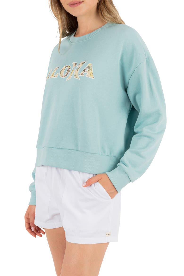 Hello Aloha Oversize Relaxed Sweatshirt, Alternate, color, CANAL BLUE