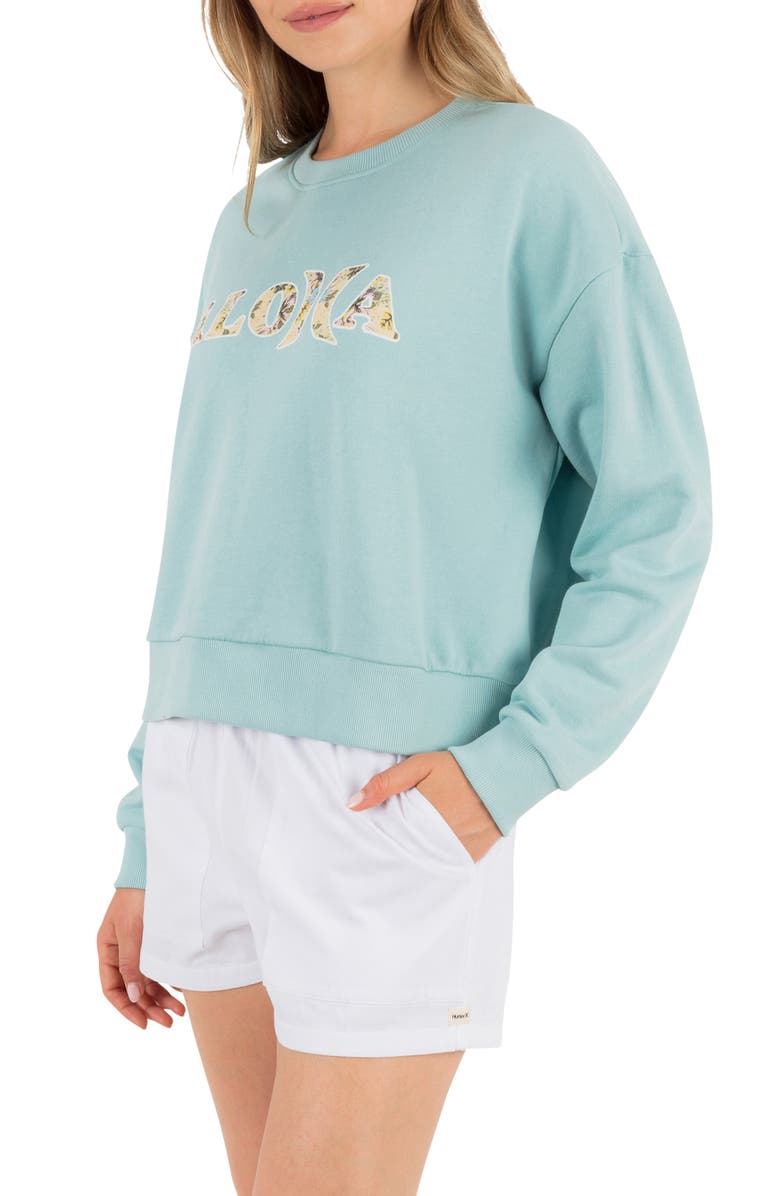 Hurley Hello Aloha Oversize Relaxed Sweatshirt, Alternate, color, Canal Blue