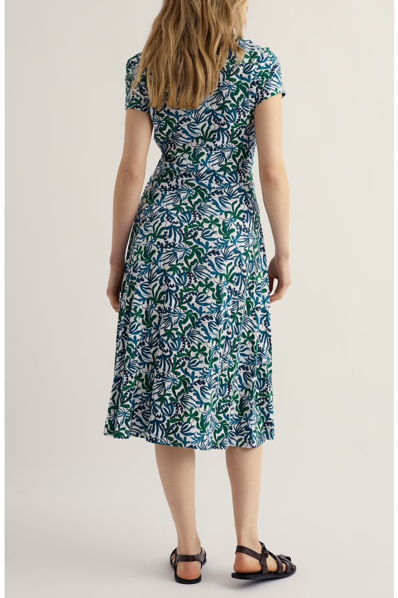 Pier View Frond Print Flare Stretch Organic Cotton Dress, Alternate, color, INKY FRONDS CHALK