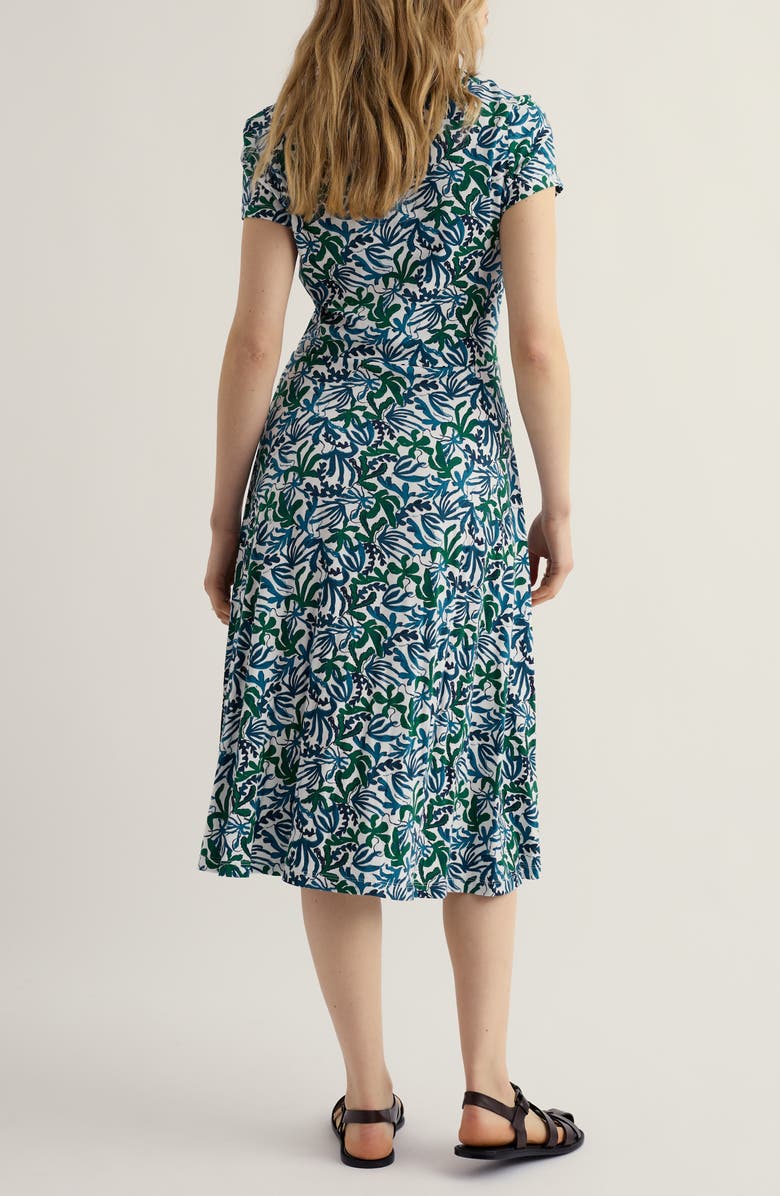 Seasalt Cornwall Pier View Frond Print Flare Stretch Organic Cotton Dress, Alternate, color, Inky Fronds Chalk