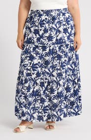 Caslon® Print Eyelet Tiered Maxi Skirt