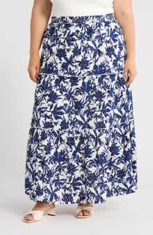 Caslon® Print Eyelet Tiered Maxi Skirt