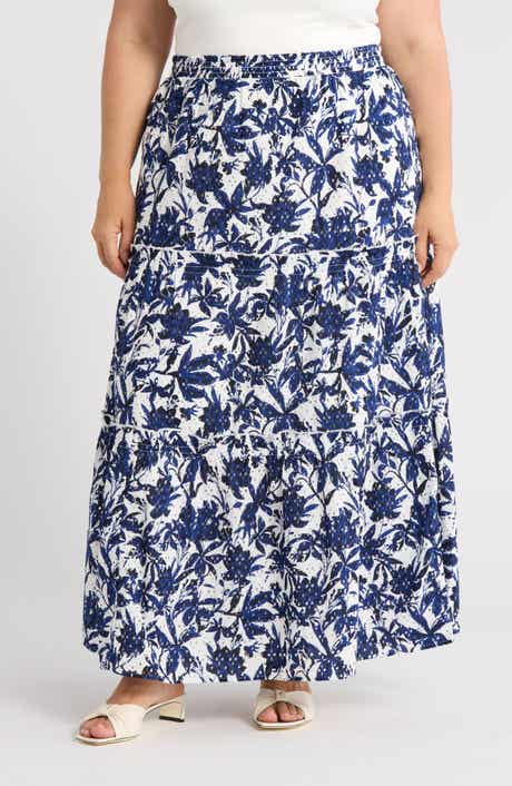Caslon® Print Eyelet Tiered Maxi Skirt