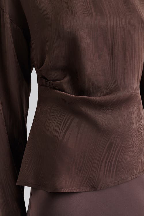 Malina Rosalie Jacquard Weave Satin Blouse In Brown