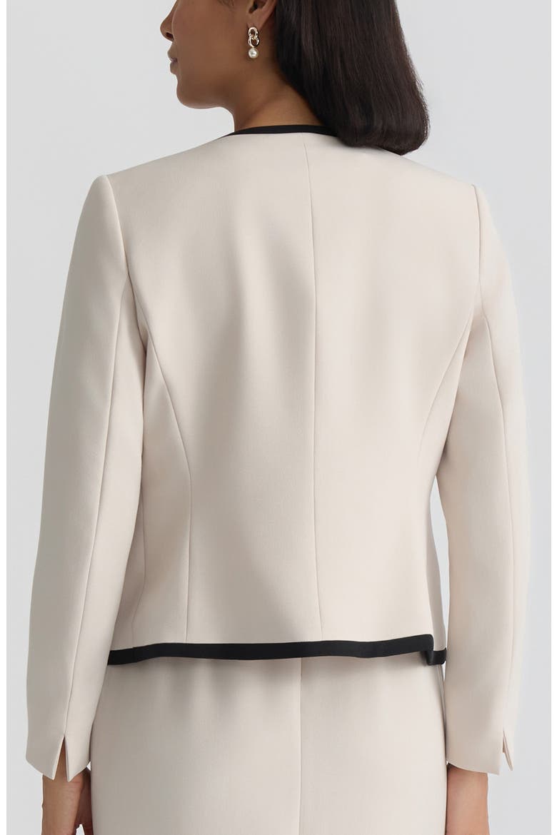 Stretch Crepe Jacket, Alternate, color, PARCHMENT/ BLACK