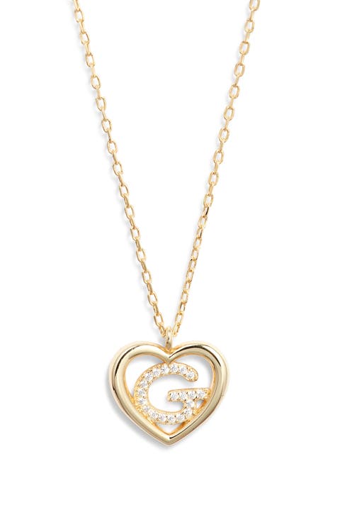 Heart Cubic Zirconia Initial Pendant Necklace