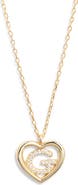 Argento Vivo Sterling Silver Heart Cubic Zirconia Initial Pendant Necklace