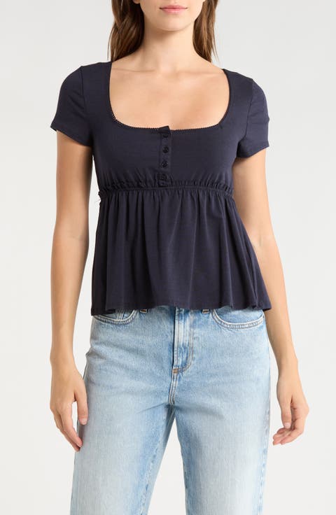 Square Neck Short Sleeve Top