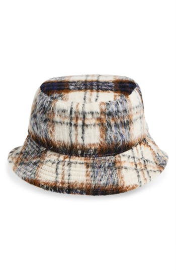 Melrose And Market Plaid Brushed Bucket Hat In Brown